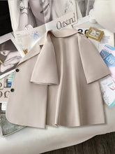 Short Sleeve Lapel Collar Solid Blazer OutfitFlow